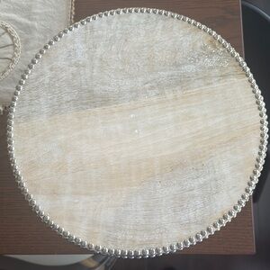 Gray Elegant Serveware Platter with Beaded Trim